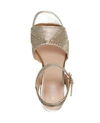 Marc Fisher Women's Seleny Metallic High Block Heel Platform Sandals