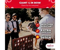 Swooc - Giant Four in a Row (All Weather) Outdoor Game w/ Carrying Case - Noise Reducing - 60% Quieter - Giant Connect - 4 Game