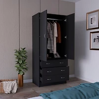 Melfa 71" H Armoire, with 2 doors, 3 drawers and 1 hanging rod, White