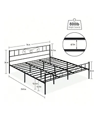 gaomon Metal Platform Bed Frame With Headboard And Footboard, Steel Slat Support Mattress Foundation
