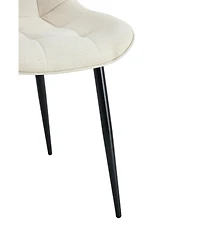 Streamdale Modern Creamy white Fabric Dining Chair with Stylish Grid Pattern