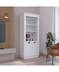 Gale Bar Cabinet Elegant Multi-Storage Unit with Built-in Bottle and Glass Racks, White