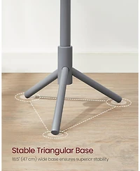 Songmics Home Solid Wood Free-Standing Coat Rack with 8 Hooks & 3 Adjustable Heights, Grey