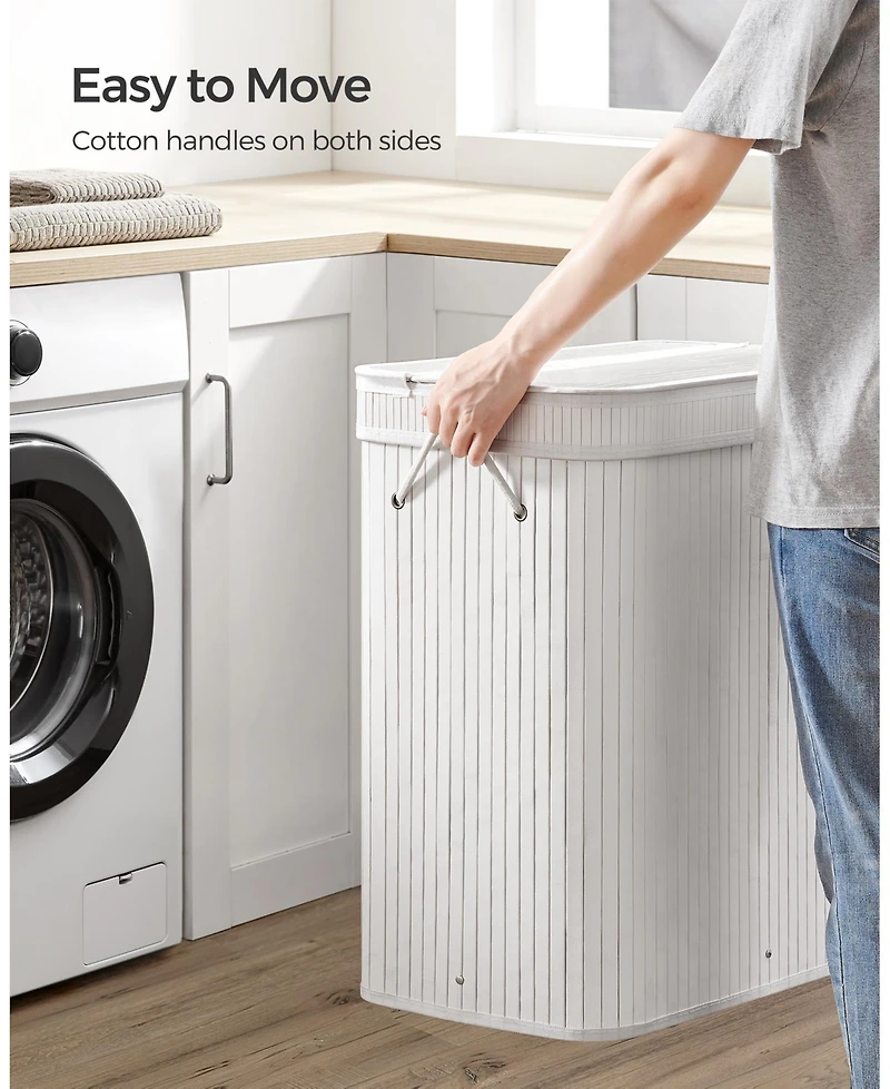 Songmics Home 26.5 Gallon Laundry Hamper with Lid and Handles, Dove Grey