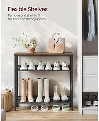 Songmics Home 4-Tier Shoe Rack for Entryway, store up to 12-15 pairs, Rustic Brown & Ink Black