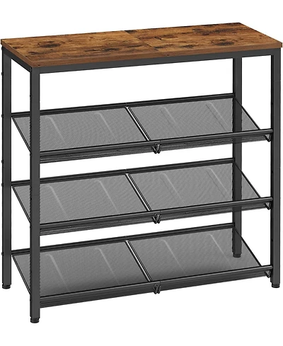 Songmics Home 4-Tier Shoe Rack for Entryway, store up to 12-15 pairs, Rustic Brown & Ink Black