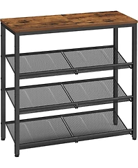 Songmics Home 4-Tier Shoe Rack for Entryway, store up to 12-15 pairs, Rustic Brown & Ink Black