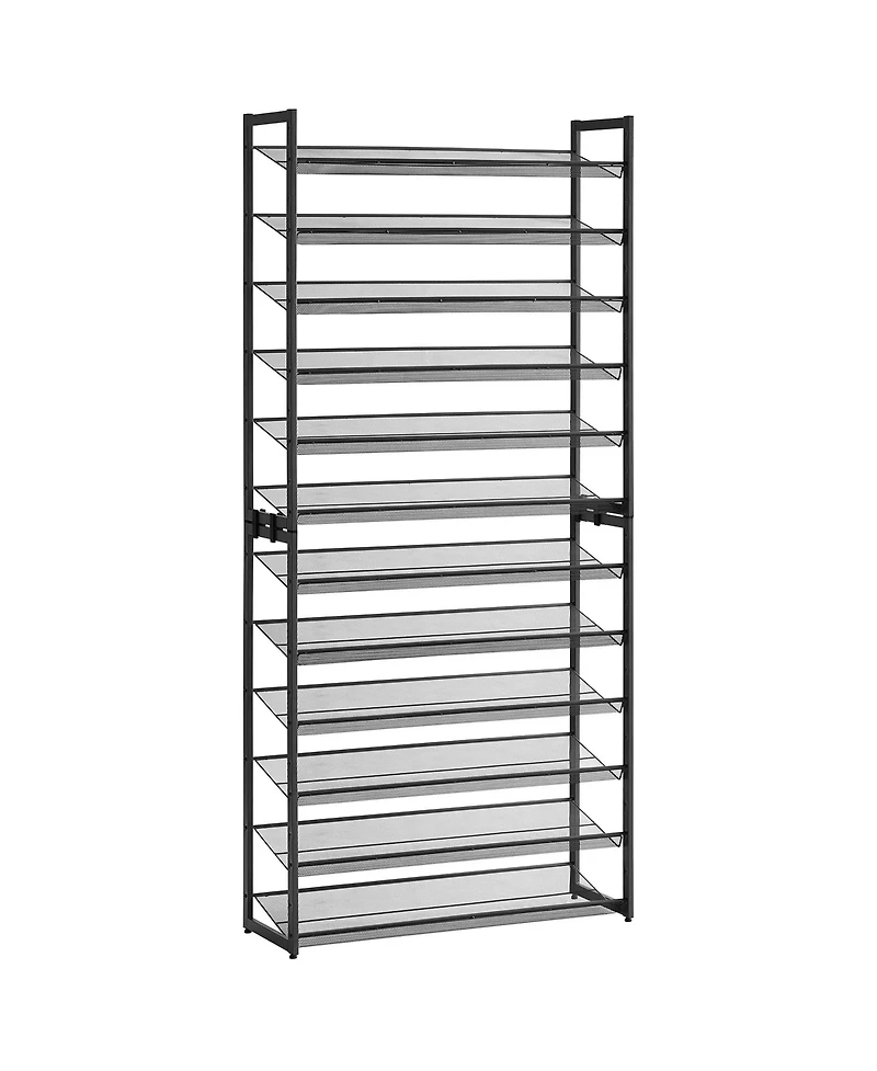 Songmics Home Tall Metal 12-Tier Shoe Storage Organizer, Black