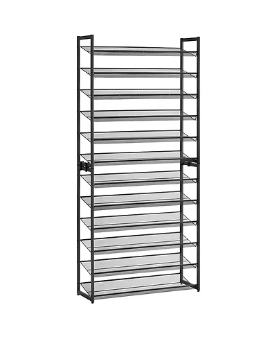 Songmics Home Tall Metal 12-Tier Shoe Storage Organizer, Black