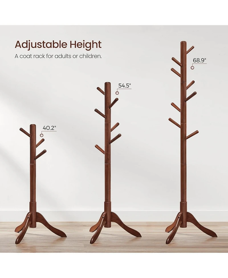 Songmics Home Free Standing Tree-Shaped Coat Rack with adjustable Height Options, Ideal for the Living Room, Bedroom, Brown