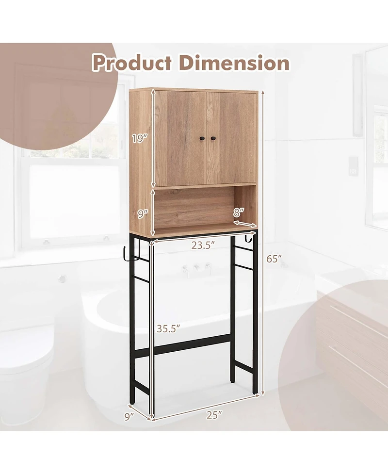 Costway Over The Toilet Storage Cabinet Free Standing Rack with Adjustable Shelf