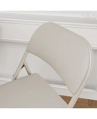 gaomon 4 Pack Folding Chairs with Padded Cushions, Padded Foldable Chair Hold Up to 350 Pounds, Portable Beige Folding Chair