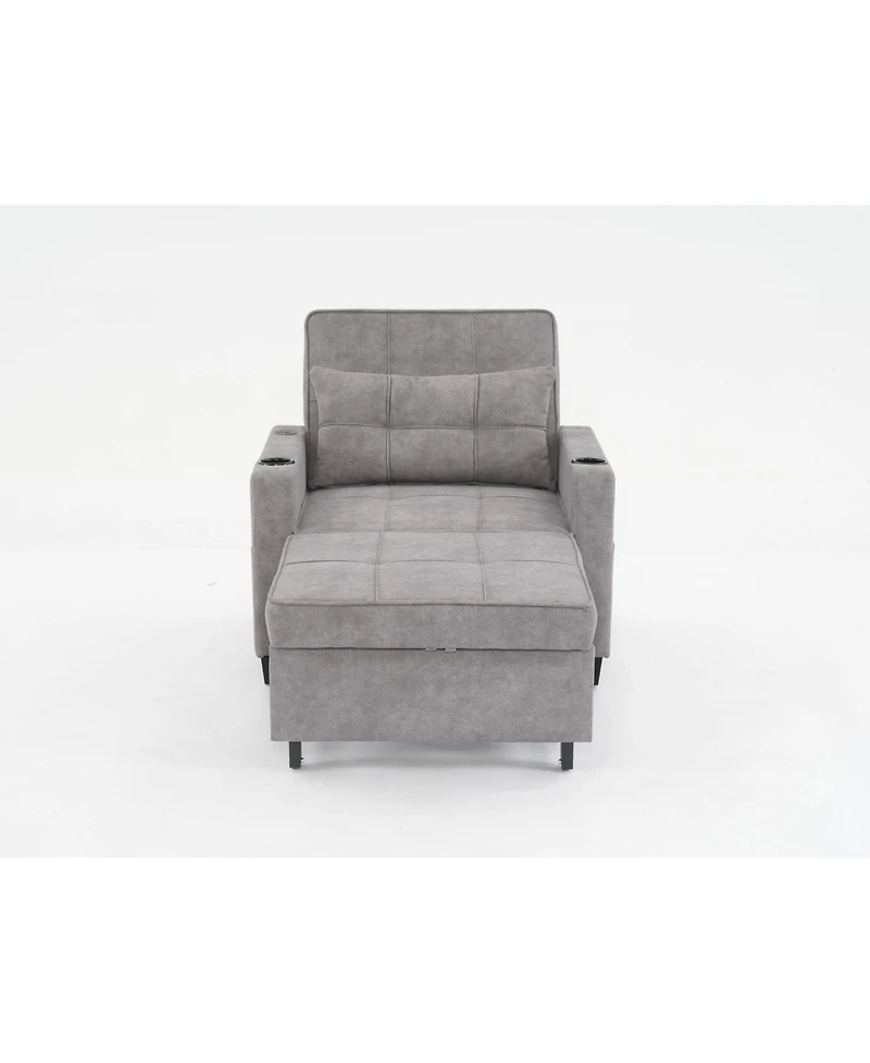 Slickblue 3-in-1 Convertible Futon Chair Bed with Usb Ports Wear-Resistant & Anti-Scratch Sleeper