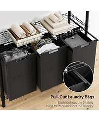 gaomon Heavy Duty Garment Rack, Adjustable Clothes Rack for Hanging Clothes Capacity with Laundry Sorter 3 Section