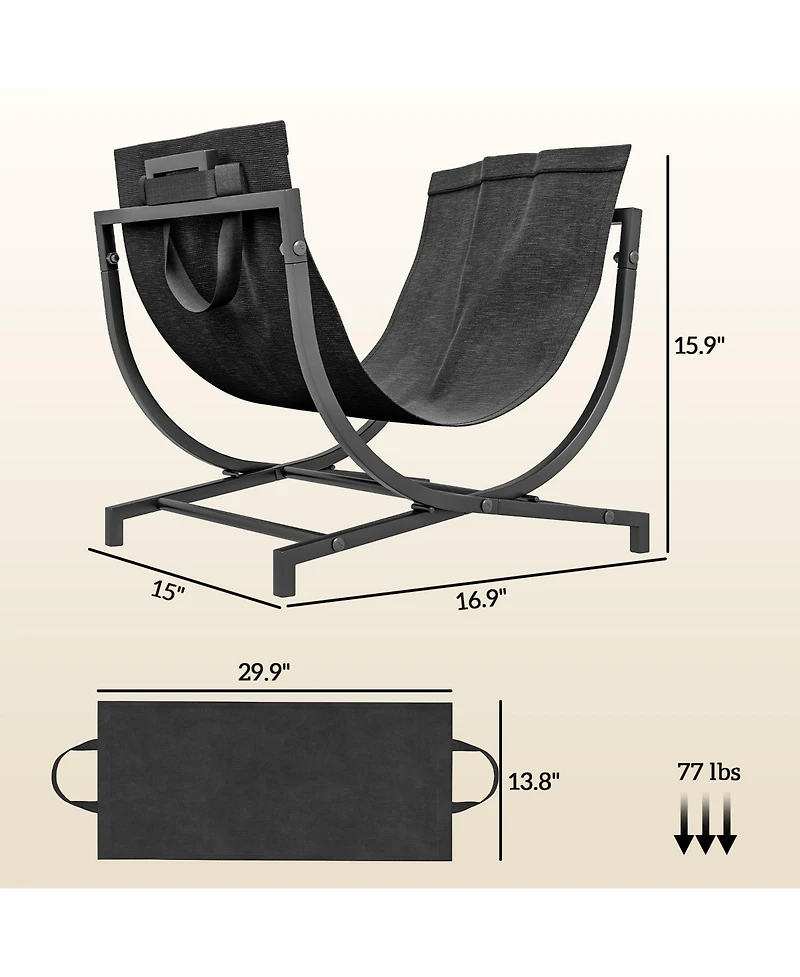 Outsunny 17" Folding Firewood Rack with Carrier, Wood Storage Holder