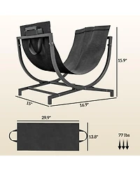 Outsunny 17" Folding Firewood Rack with Carrier, Wood Storage Holder