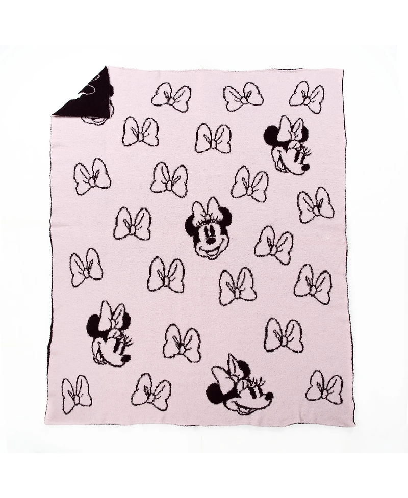 Saturday Park Minnie Mouse Rosy Bows 50x60 Feather Knit Throw Blanket
