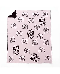 Saturday Park Minnie Mouse Rosy Bows 50x60 Feather Knit Throw Blanket