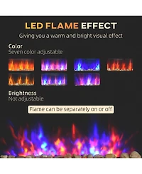 Homcom Recessed Fireplace Heater with Realistic Led Flames and Overheat Protection