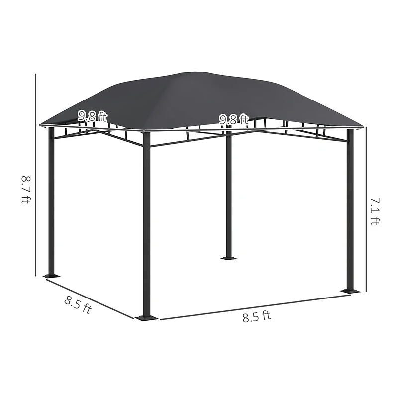 Outsunny 10' x 10' Grill Gazebo Canopy, Geodesic Look, Steel Frame,