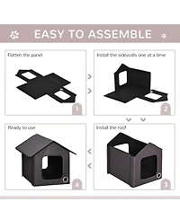 Pawhut Outdoor Heated Cat House, Warm Insulated Feral Cat Shelter Indoor