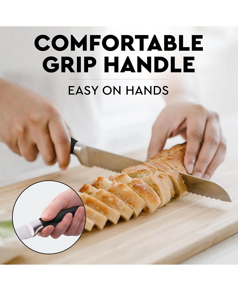 Zulay Kitchen Serrated Bread Knife - Stainless Steel for Homemade Bread, Cake, Bagel
