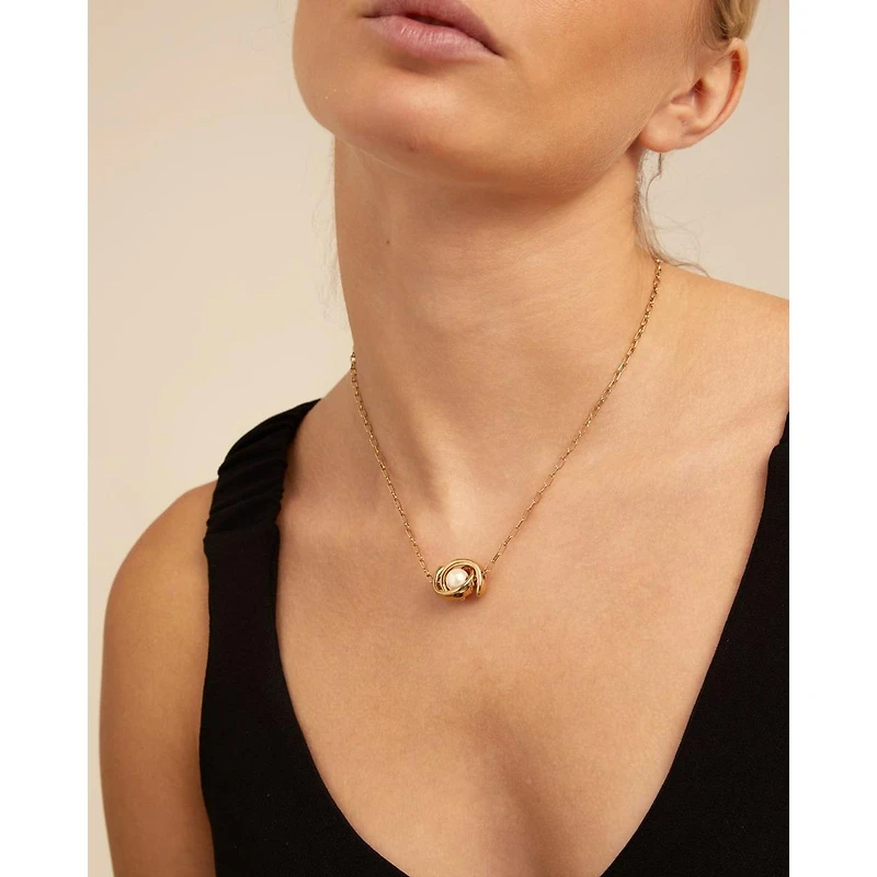 UNOde50 18K Gold Plated Metal Alloy Double Moon Bead Necklace with Thin Chain