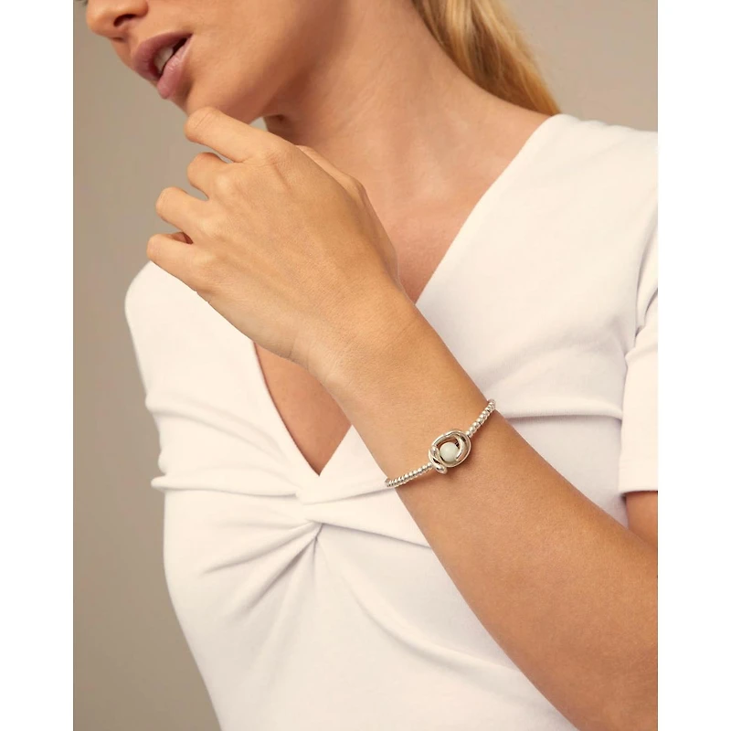 UNOde50 One Strand Elastic Double Moon Bead Metal Bracelet