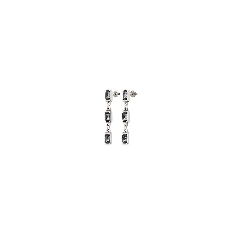 UNOde50 Sterling Silver-Plated Metal Alloy Gray Crystal Earrings
