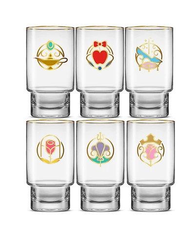 JoyJolt Disney Princess Iconic Tall Drinking Glasses, Set of 6