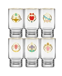 JoyJolt Disney Princess Iconic Tall Drinking Glasses, Set of 6