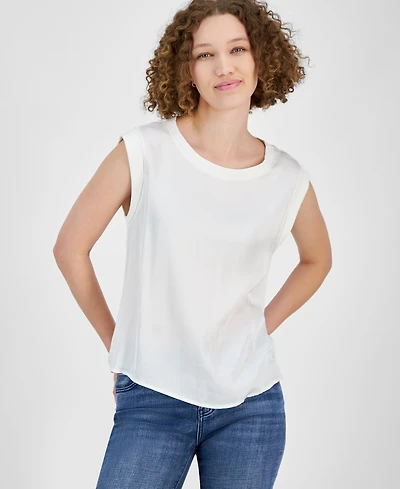 Liverpool Los Angeles Women's Mixed-Media Sleeveless Top