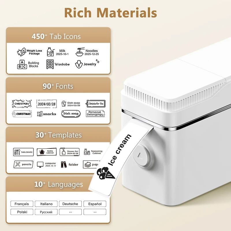 Polono P31S Label Maker Machine with Tape, Portable Thermal Printer, Portable Bluetooth Label Printer for Organizing Storage Office Home, Sticker Make