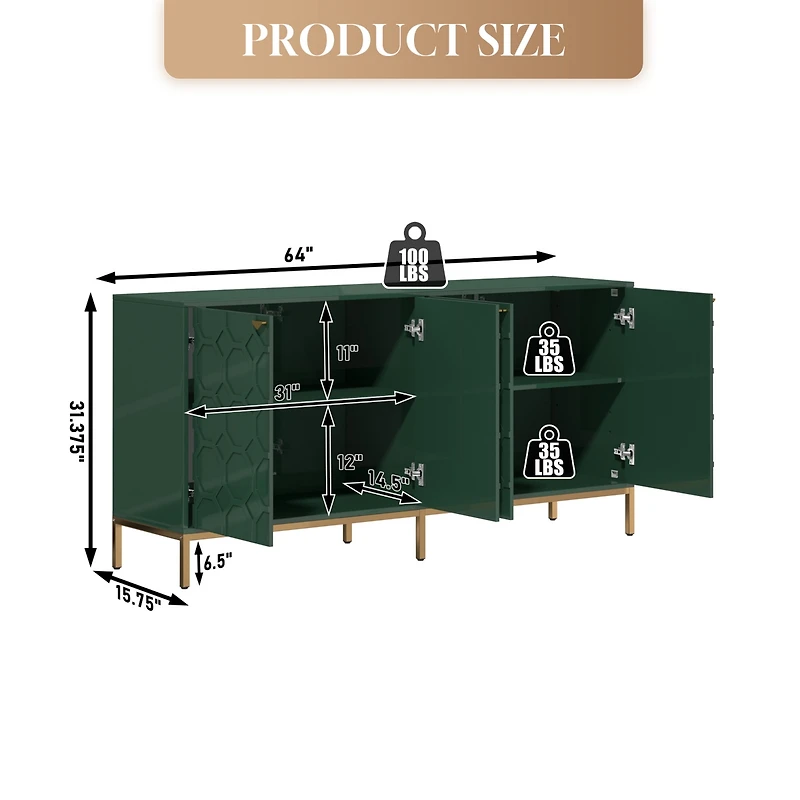 Boyel Living 4 Door Locker Accent Cabinet