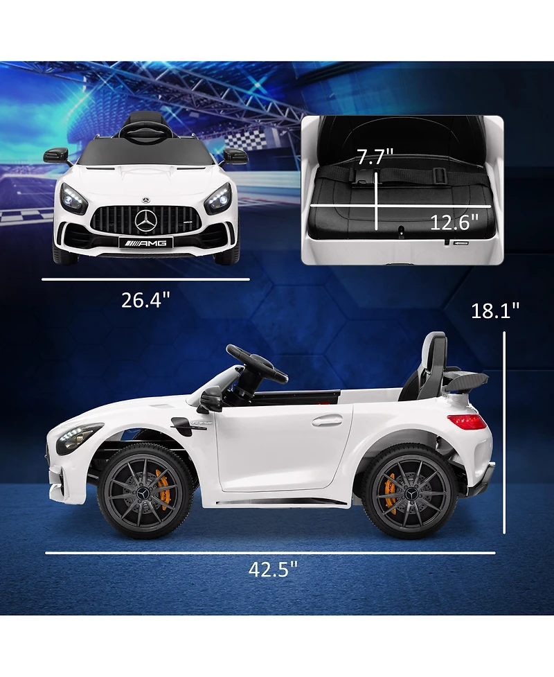 Qaba Mercedes-Benz Amg Gtr Licensed 12V Kids Ride on Car w/ Remote,