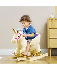Qaba Kids Rocking Horse, Unicorn with Realistic Sounds for 18-36 Months