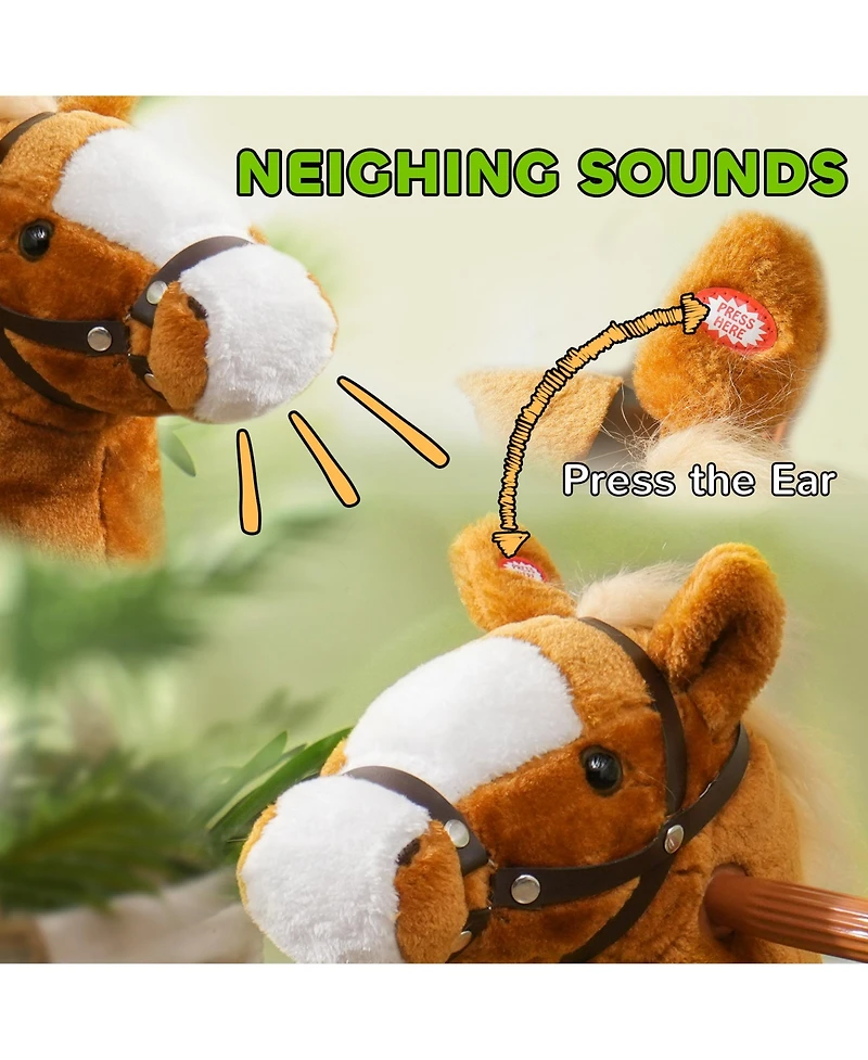Qaba Ride on Horse, Walking Horse Toy, Kids Plush Riding Pony w/ Wheels