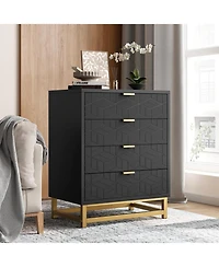 gaomon Dressers for Bedroom 4 Drawer, Chest of Drawers with Metal Base, Modern Dresser Chest Cabinet Organizer,Black