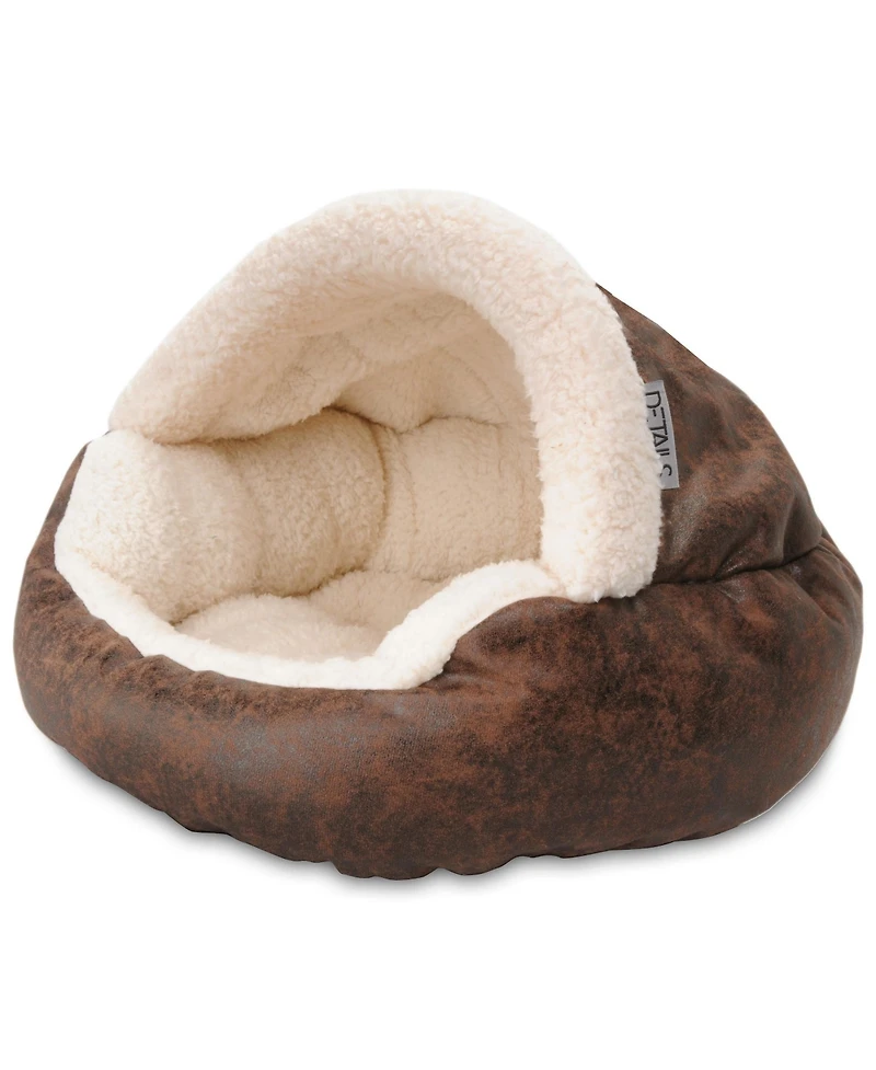 Details Pet Cave Bed for Small Dogs Cats Deep Dish Calming Hooded Dog Bed Dome for Pets