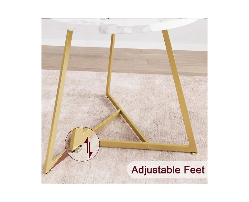 Round Dining Table Set for 2, Modern Kitchen Table Chairs Set of 2,Small Dining Room Table Set with 2 Upholstered Chairs, Furniture Set Dinette for Sm