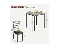 Dining Table Set for 2, 3 Piece Small Table and Chairs Set of 2, Kitchen Table Set With Pu Cushion Chairs, Kitchen and Dining Room Square Table Set fo