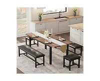 gaomon 5-Piece Dining Table Set for 4-6, 63" Extendable Dining Room Table Set for 4,Dining Table Set for 6 with Pu Cushion,Kitchen Table & Chairs Set