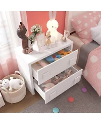Homsee White Storage Dresser Organizer Nightstand With 2 Drawers
