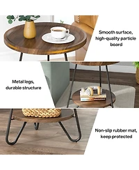 Tribesigns 2-Tier End & Side Table with Metal Legs, Modern Industrial Beside Table, Small Accent Table Snack Table