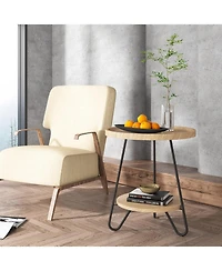 Tribesigns Set of 2 Round End & Side Table with Metal Legs, Modern Industrial Beside Table, Small Accent Table Snack Table