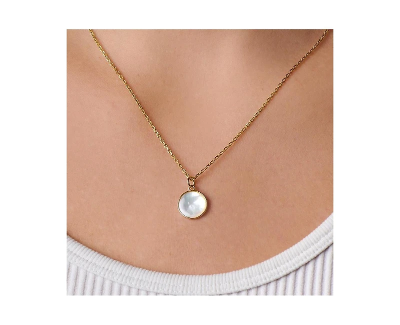 Mother of Pearl Moon Pendant Necklace in Sterling Silver