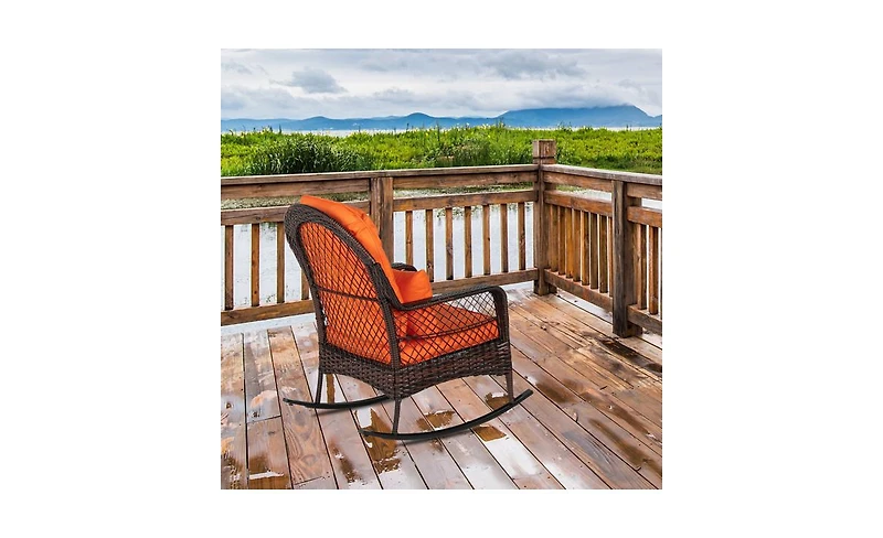 Slickblue Brown Gradient Latte Woven Single Rocking Chair - Stylish and Comfortable Design