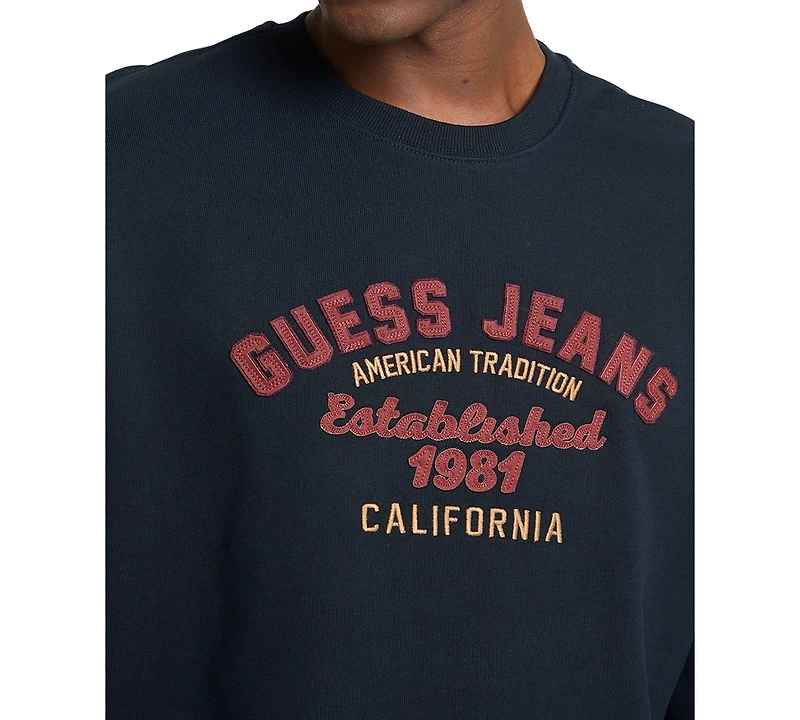 Guess Jeans Men's Relaxed Fit Vintage Long Sleeve Logo Graphic Sweatshirt