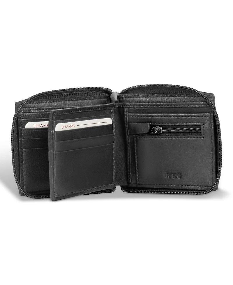 Champs Men's Classic Collection Leather Zip-Around Wallet
