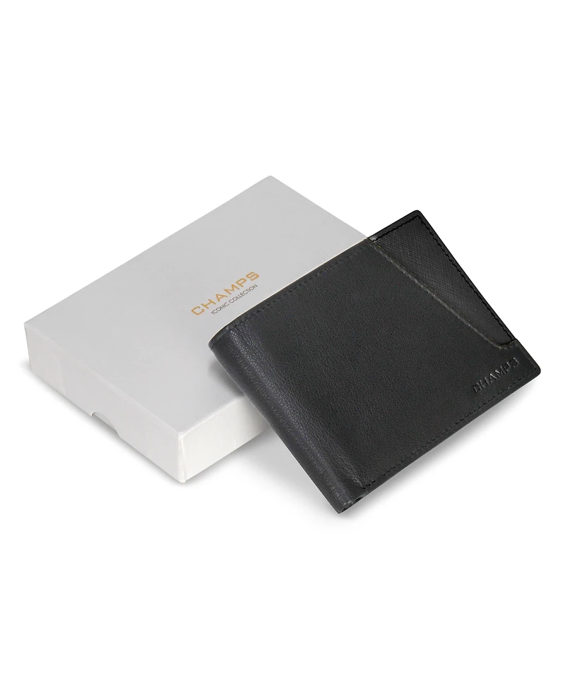 Champs Men's Iconic Collection Leather Center Wing Wallet